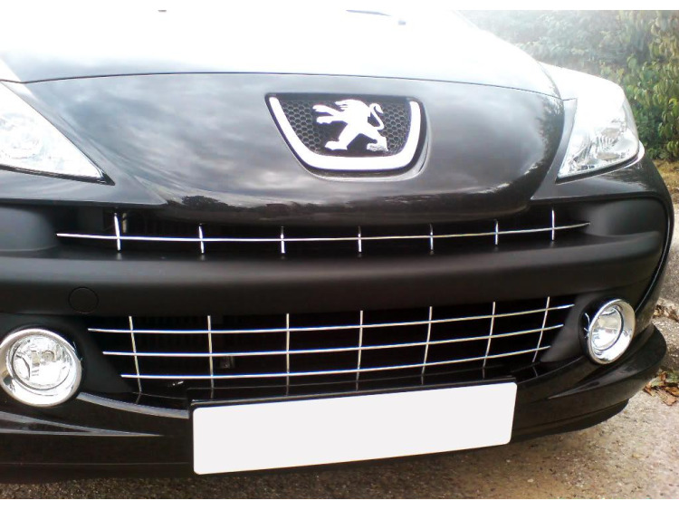 Radiator grill chrome trim compatible with Peugeot 207 06-12 Peugeot 207 CC 07-15 Peugeot 207 SW 07-
