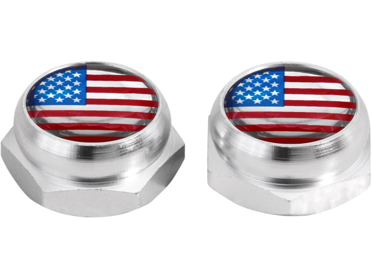 Rivet-Covers for Licence Plate American flag USA United States (silver)